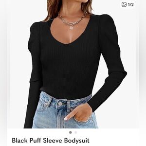 Black Puff Sleeve Bodysuit Puff Sleeves